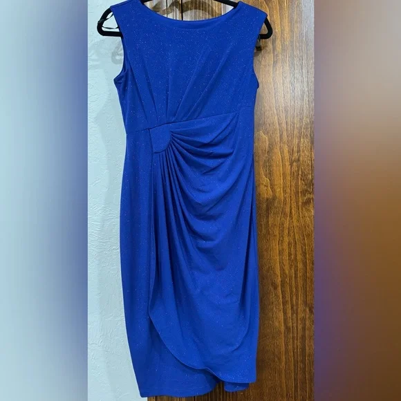 Enfocus Studio Dresses | Enfocus Studio Blue Ruched Asymmetrical Midi Dress | Color: Blue | Size: 4p | Rlvescario0916's Closet